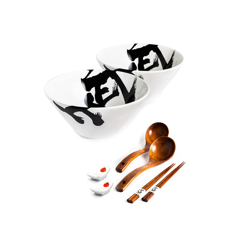 Japanese Calligraphy Bowl Set (White)