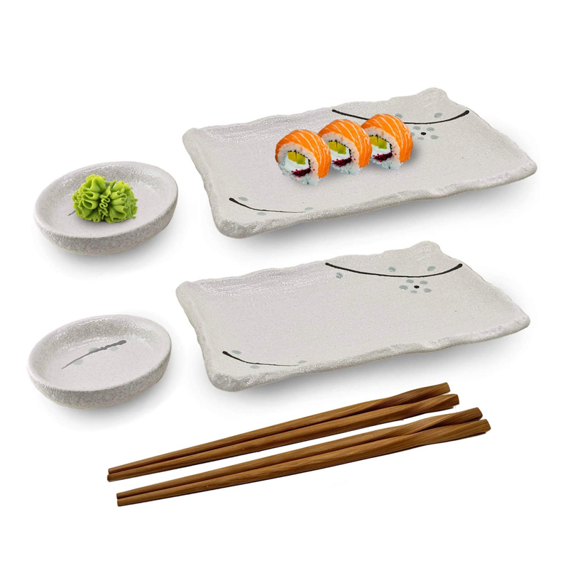 Japanese Style Sushi Plate Set (White)