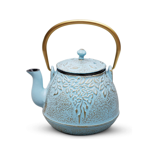 Cast Iron Leaf Teapot (Turquoise)